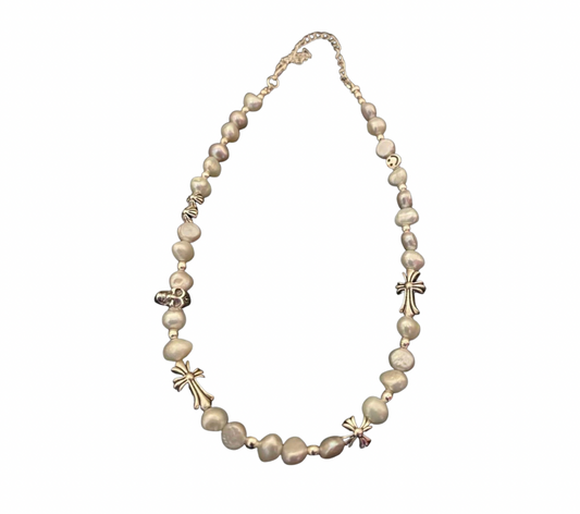Chromey Pearl Necklace